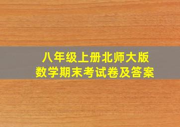 八年级上册北师大版数学期末考试卷及答案