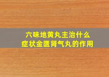 六味地黄丸主治什么症状金匮肾气丸的作用