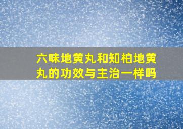 六味地黄丸和知柏地黄丸的功效与主治一样吗