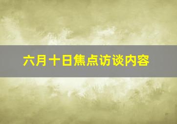 六月十日焦点访谈内容