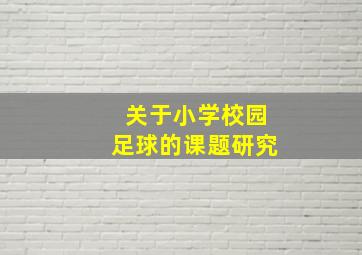 关于小学校园足球的课题研究