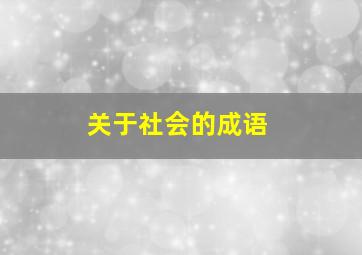 关于社会的成语