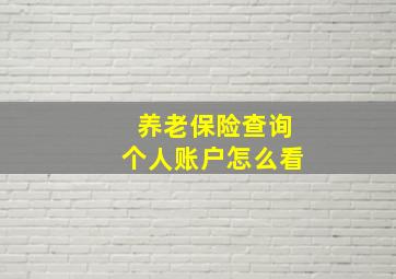 养老保险查询个人账户怎么看