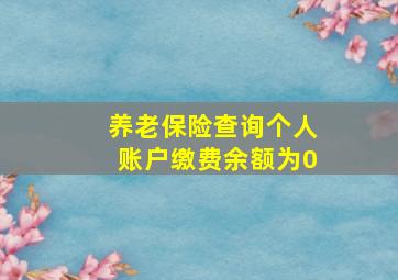 养老保险查询个人账户缴费余额为0