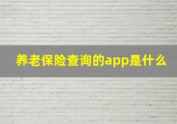 养老保险查询的app是什么