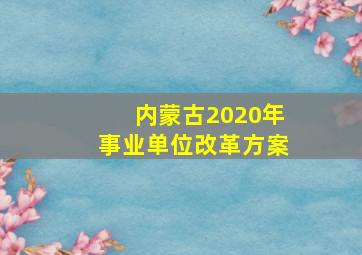 内蒙古2020年事业单位改革方案