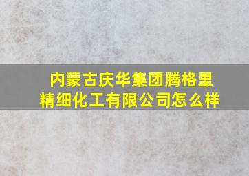 内蒙古庆华集团腾格里精细化工有限公司怎么样