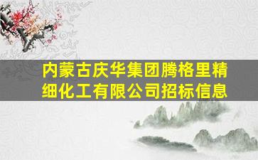 内蒙古庆华集团腾格里精细化工有限公司招标信息