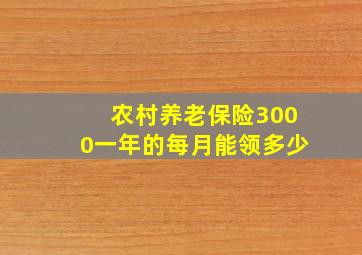 农村养老保险3000一年的每月能领多少