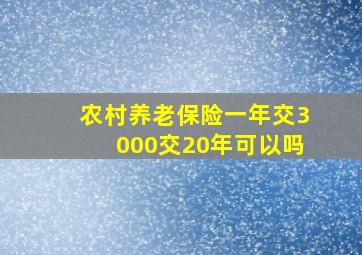 农村养老保险一年交3000交20年可以吗