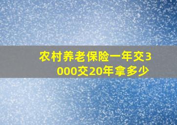 农村养老保险一年交3000交20年拿多少