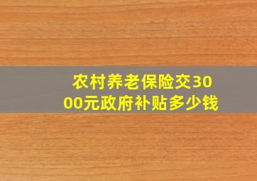 农村养老保险交3000元政府补贴多少钱