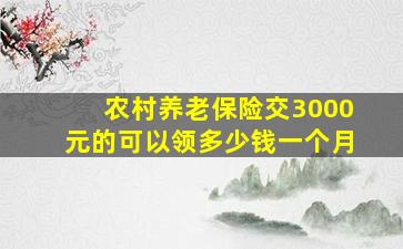 农村养老保险交3000元的可以领多少钱一个月