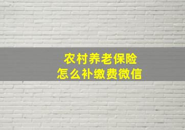 农村养老保险怎么补缴费微信