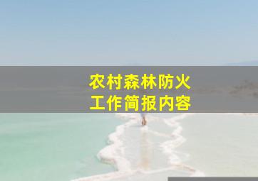 农村森林防火工作简报内容