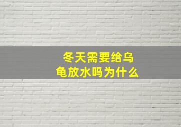 冬天需要给乌龟放水吗为什么