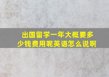 出国留学一年大概要多少钱费用呢英语怎么说啊