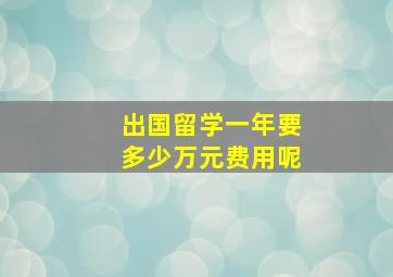 出国留学一年要多少万元费用呢