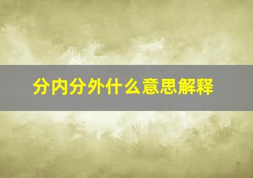 分内分外什么意思解释