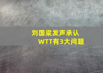 刘国梁发声承认WTT有3大问题