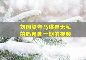 刘国梁夸马琳是无私的吗是哪一期的视频