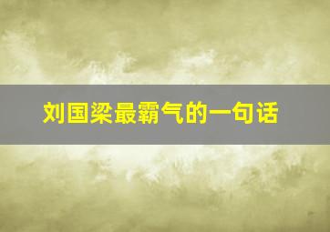 刘国梁最霸气的一句话