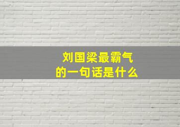 刘国梁最霸气的一句话是什么