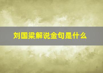 刘国梁解说金句是什么