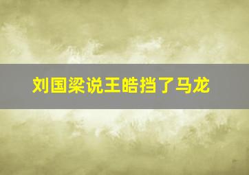 刘国梁说王皓挡了马龙