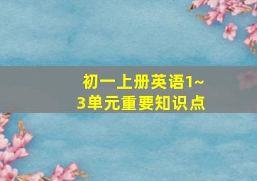 初一上册英语1~3单元重要知识点