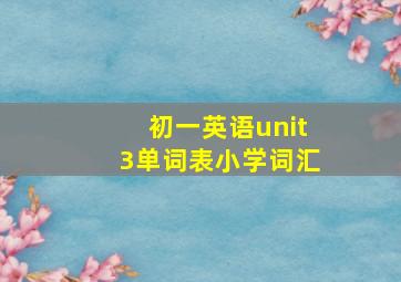 初一英语unit3单词表小学词汇