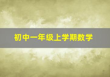 初中一年级上学期数学