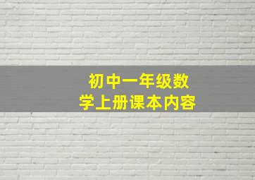 初中一年级数学上册课本内容