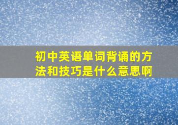 初中英语单词背诵的方法和技巧是什么意思啊