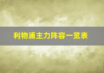 利物浦主力阵容一览表