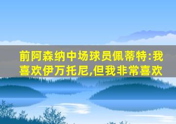 前阿森纳中场球员佩蒂特:我喜欢伊万托尼,但我非常喜欢