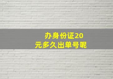 办身份证20元多久出单号呢