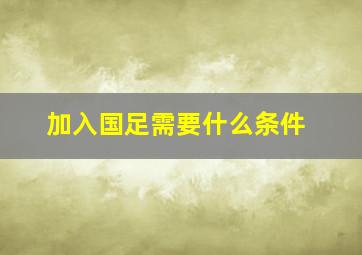 加入国足需要什么条件