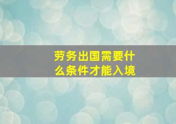 劳务出国需要什么条件才能入境