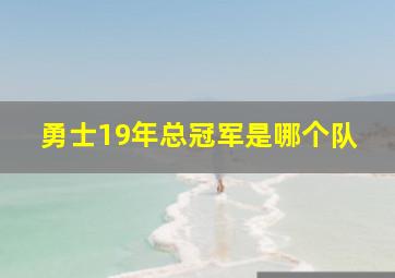 勇士19年总冠军是哪个队