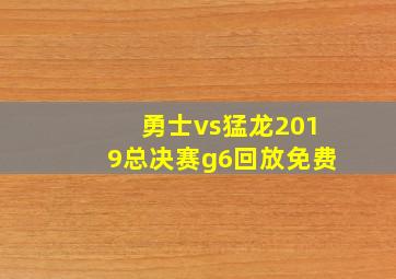 勇士vs猛龙2019总决赛g6回放免费