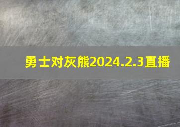 勇士对灰熊2024.2.3直播