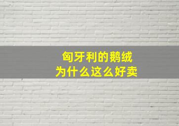 匈牙利的鹅绒为什么这么好卖