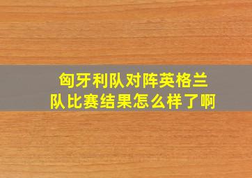 匈牙利队对阵英格兰队比赛结果怎么样了啊