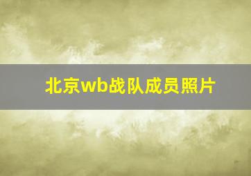 北京wb战队成员照片