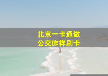 北京一卡通做公交咋样刷卡