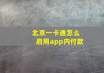 北京一卡通怎么启用app内付款