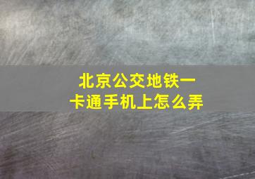 北京公交地铁一卡通手机上怎么弄