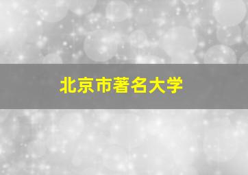 北京市著名大学