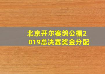 北京开尔赛鸽公棚2019总决赛奖金分配